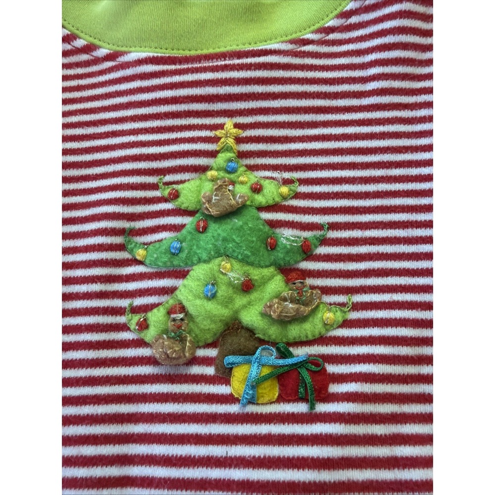 Kids Red & White Stripe Pajama Set with Green Trim - Picture 3 of 7